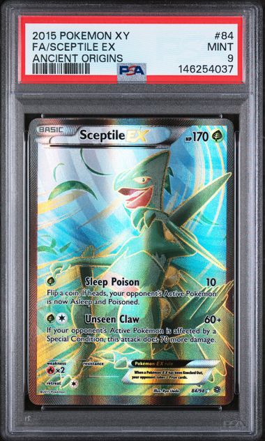 2015 POKEMON XY ANCIENT ORIGINS #84 FA/SCEPTILE EX ANCIENT ORIGINS PSA 9