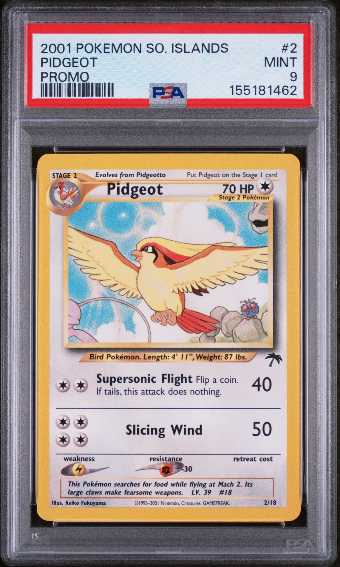 PIDGEOT PROMO 2001 POKEMON SOUTHERN ISLANDS PROMO PSA MINT 9