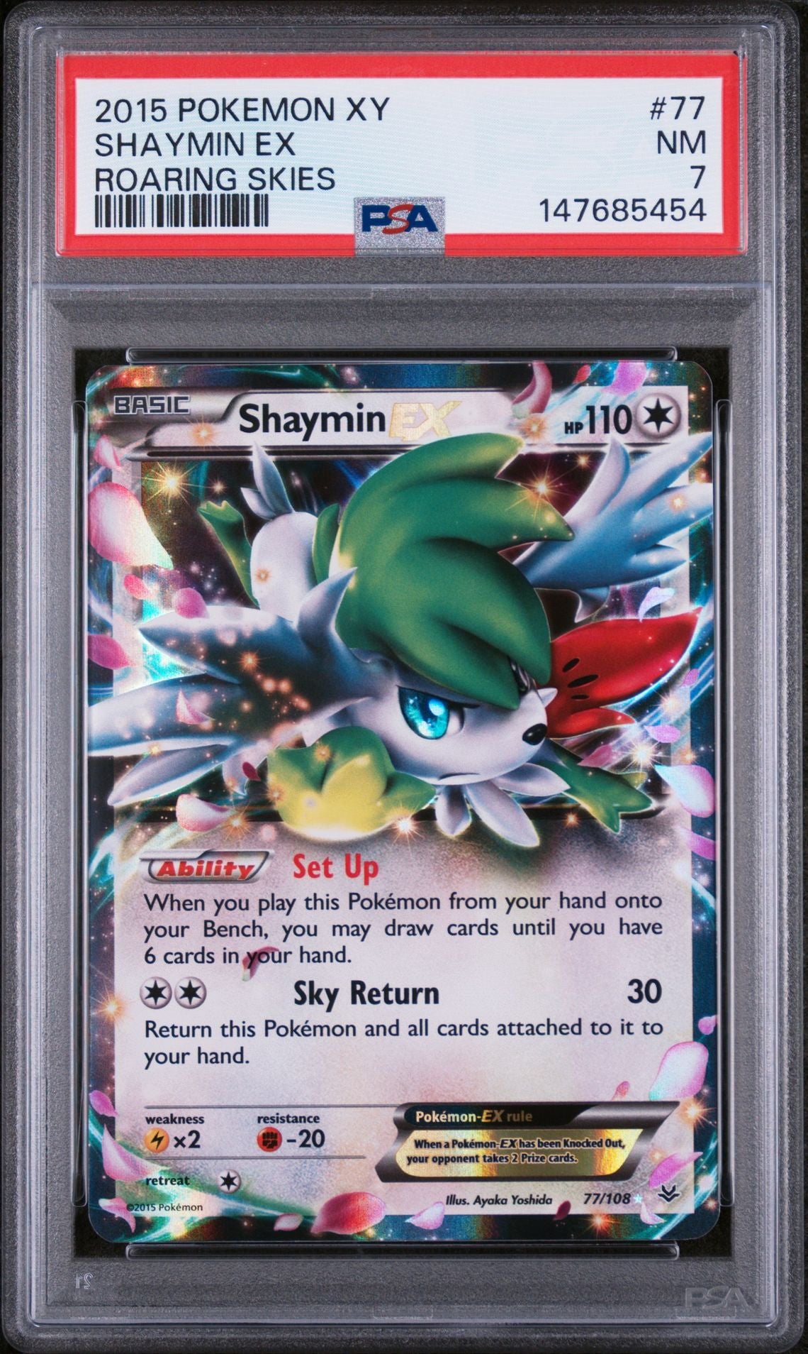 SHAYMIN EX ROARING SKIES 2015 POKEMON XY ROARING SKIES PSA NM 7