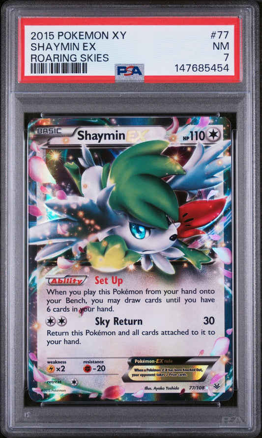 SHAYMIN EX ROARING SKIES 2015 POKEMON XY ROARING SKIES PSA NM 7