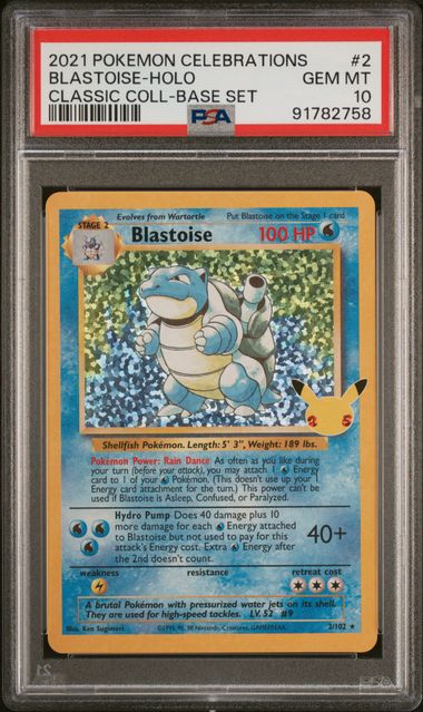 2021 POKEMON CELEBRATIONS CLASSIC COLLECTION #2 BLASTOISE-HOLO CLASSIC COLL-BASE SET PSA 10