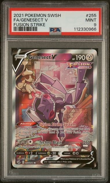 2021 POKEMON SWORD & SHIELD FUSION STRIKE #255 FA/GENESECT V FUSION STRIKE PSA 9