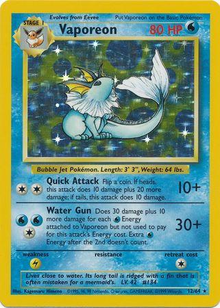 Vaporeon (Holo/No Symbol) 12/64 - LP