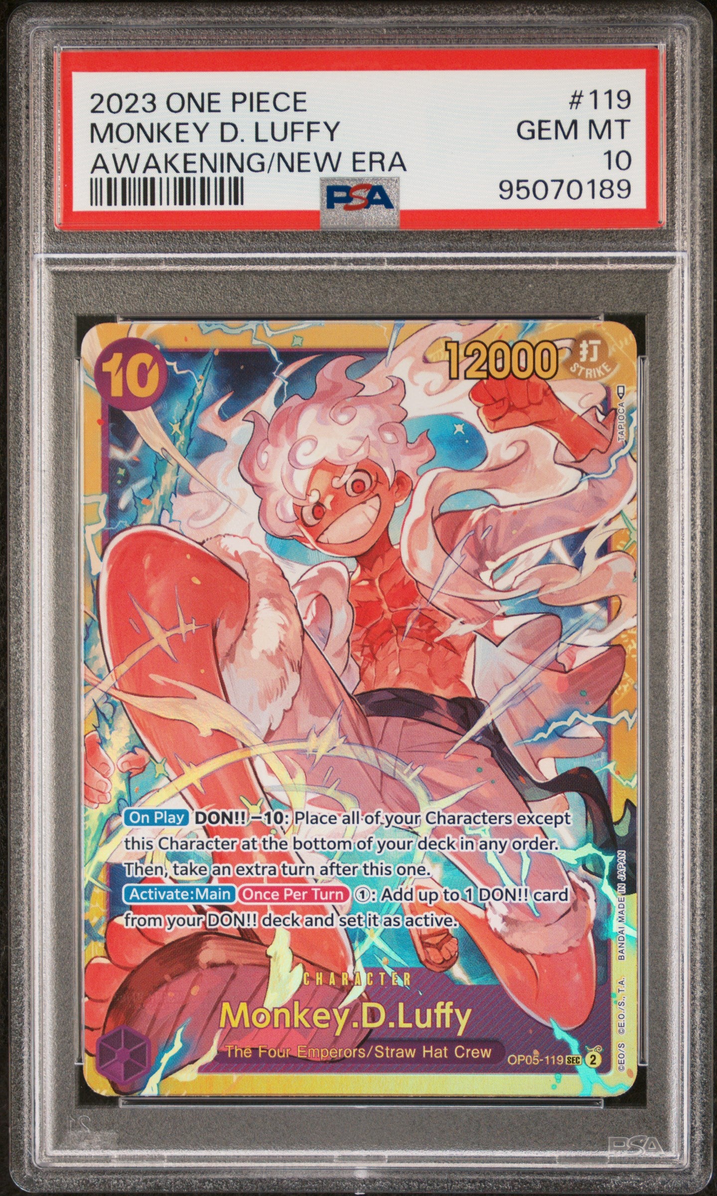 MONKEY D. LUFFY 2023 ONE PIECE OP05-AWAKENING OF THE NEW ERA PSA GEM MT 10