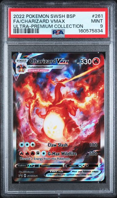 2022 POKEMON SWSH BLACK STAR PROMO #261 FA/CHARIZARD VMAX ULTRA-PREMIUM COLLECTION PSA 9