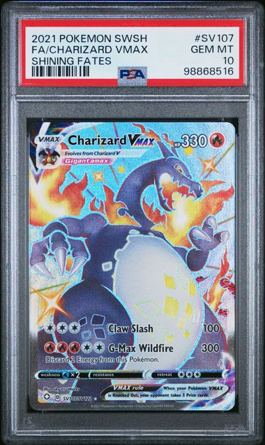 2021 POKEMON SWORD & SHIELD SHINING FATES #SV107 FA/CHARIZARD VMAX SHINING FATES PSA 10
