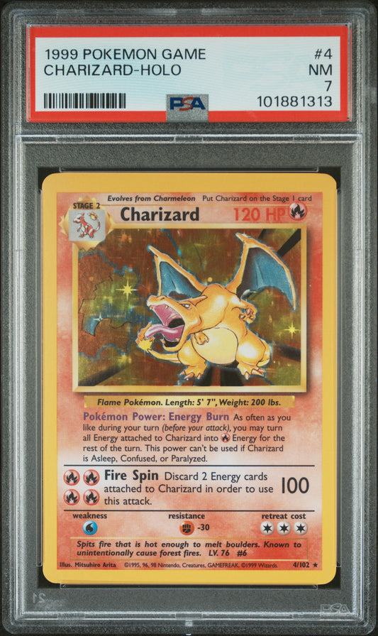 CHARIZARD-HOLO 1999 POKEMON GAME PSA NM 7