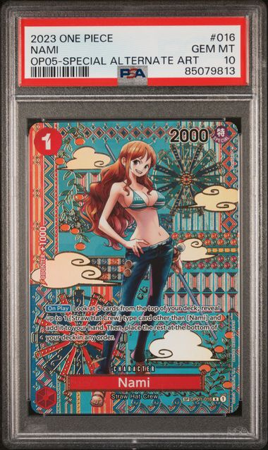 NAMI SPECIAL ALTERNATE ART 2023 ONE PIECE OP05-AWAKENING OF THE NEW ERA PSA GEM MT 10