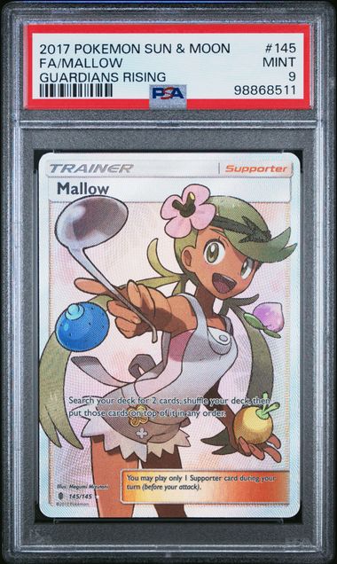 2017 POKEMON SUN & MOON GUARDIANS RISING #145 FA/MALLOW GUARDIANS RISING PSA 9