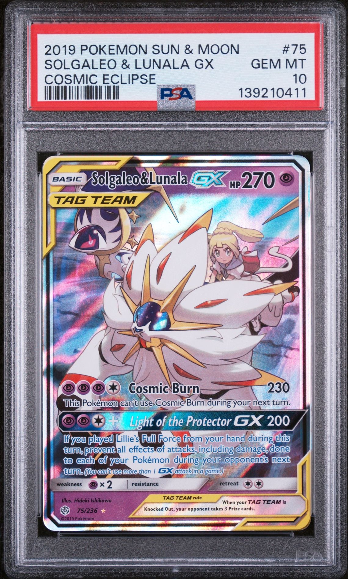 SOLGALEO & LUNALA GX COSMIC ECLIPSE 2019 POKEMON SUN & MOON COSMIC ECLIPSE PSA GEM MT 10
