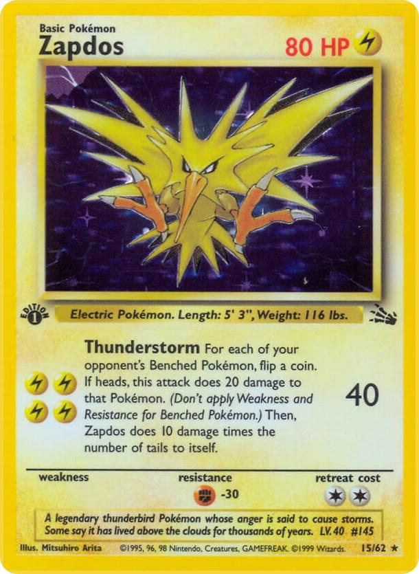 Zapdos 1st Ed. (Holo) 15/62 - LP