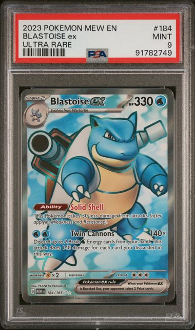 2023 POKEMON MEW EN-151 #184 BLASTOISE ex ULTRA RARE PSA 9